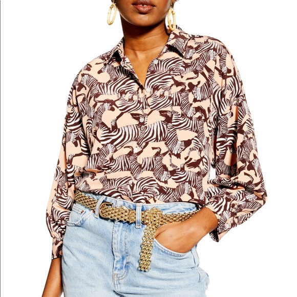 Topshop Tops - Topshop Zebra Graphic Shirt